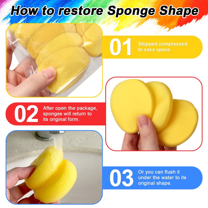 Hapy Shop 24 Pack Round Sponges Yellow Painting Sponges Synthetic Artist Sponge Pottery Sponge for Painting, Crafts, Ceramics, Household Use and More, 2.8 Inch - Image 5